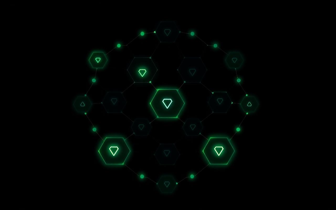 Abstract hex-grid representing Solidity contract structure