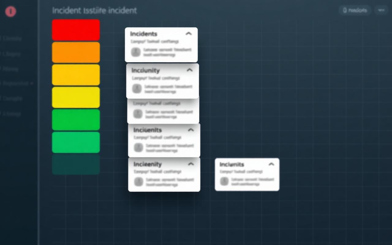 Stylized incident inbox with severity color bars