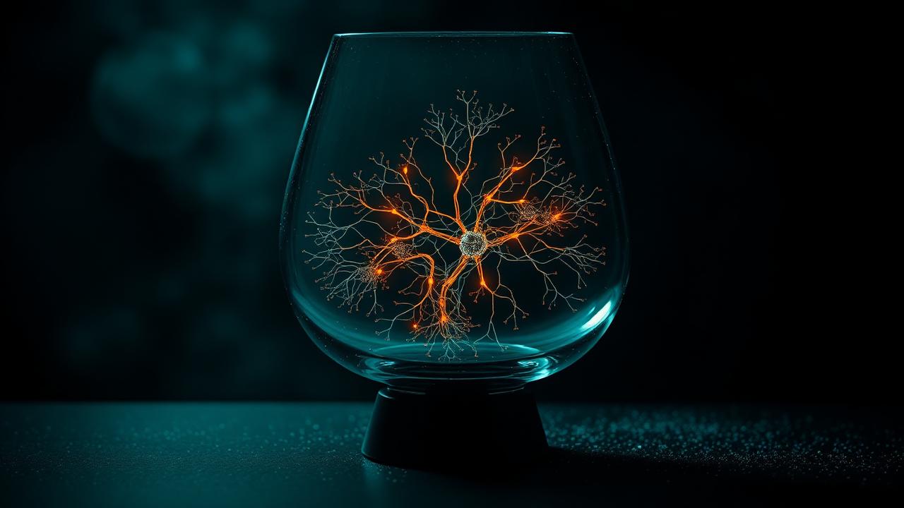 Neural lattice held within a glass balance